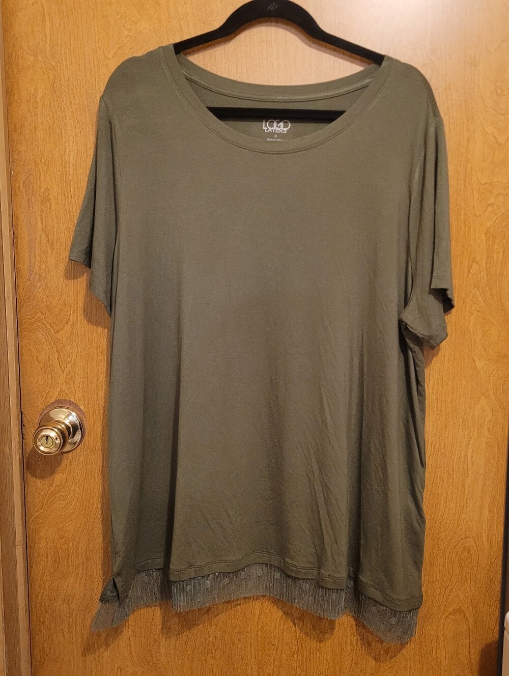 LOGO by Lori Goldstein Olive Green Short-Sleeve Tee